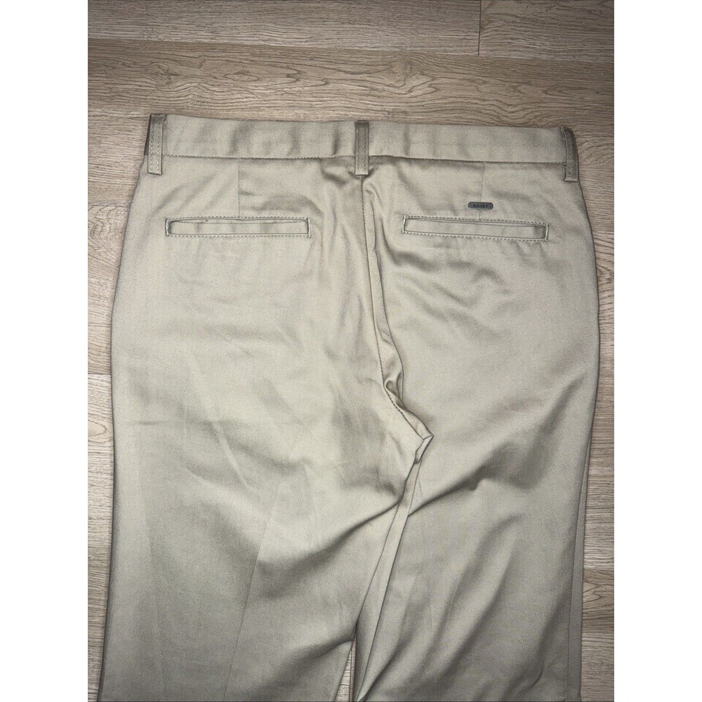 Ariat Performance Khaki Pants Mens 32x34 Beige Flat Front Dress Chino Classic - Picture 7 of 8